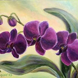 Purple Orchid Flower painting 11x14 Original Acrylic painting on canvas Flower Wall Art, Floral Wall Decor Exotic Tropical plant painting