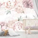 Soft Pastel Peony Flower Wallpaper Girl Nursery. Floral Wall Mural Bedroom Self Adhesive. Watercolor Peonies Wallpaper Peel Stick Remove X53