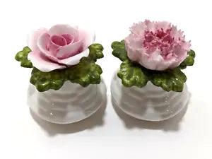 Aynsley Fine Bone China Flower Rose Carnation Salt & Pepper Shakers England