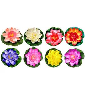 8 Pcs Artificial Lotus Plastic Foam Flower Decor Realistic Water Lily Pads