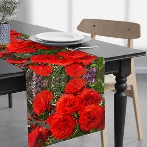 Red Roses Table Runner 90''??16'', PhotoShatts Floral Home Decor,  Perfect Holiday Red, Original Print, Gift Ready, OOAK
