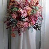 Dusty rose burgundy bouquet, Rose gold bouquet, Cascading bouquet, Boho bridal bouquet