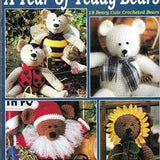 BIRTHDAY MONTH TEDDY Bear Crochet Patterns, A Year of Bears for Each Month, 18 Crocheted Bears for Gift Giving, Leisure Arts Booklet, 1995