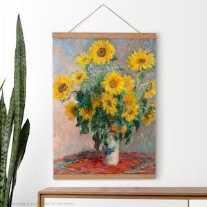 New Home Gift, Wedding Gift, Monet Flower Art, Monet Sunflower, Floral Wall Decor, Yellow Flower, Gift for Her, Christmas Decor, Hanger