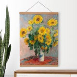 New Home Gift, Wedding Gift, Monet Flower Art, Monet Sunflower, Floral Wall Decor, Yellow Flower, Gift for Her, Christmas Decor, Hanger