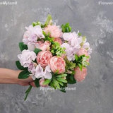 Faux Peony and Hydrangea Small Bouquet | Artificial Flower | Floral | Wedding Bouquet | Home Decoration - Pink & Purple