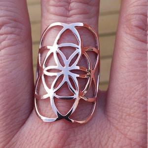 seed of life ring in rose gold - rose gold flower of life - 10k - sacred geometry - rose gold ring