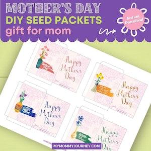 Mother's Day Seed Packets DIY Gift for Mom, Printable Flower Seed Envelopes Mother's Day Gift, Seed Packet Favors, Gifts for Mom from Kids