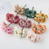 Wedding Artificial Silk Tea Roses Peony Bridal Flower Wreath Decorations 12pcs