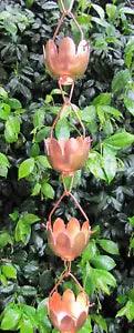Stanwood Rain Chain: Copper Rain Chain Lotus Lily Flower  - 8 feet