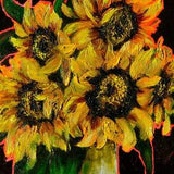 Sunflower Painting Original Art Flower Painting  Gold Leaf Painting Oil Original Painting 8 by 10 inches by Zhanna Vitkovska