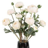White Artificial Ranunculus Flowers Bouquets,18 Heads Vintage Silk Flowers