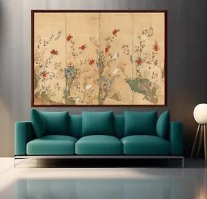 Korean Antique Art Painting Peony Flower of Joseon Korea