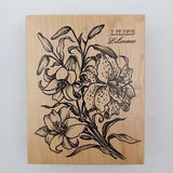 PSX Botanical LILIES Rubber Stamp Wood Block Floral Flowers K1273 Made in USA