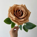 10pcs Artificial Toffee Rose Stem Brown Silk Rose Artificial Silk Roses for Wedding Bouquets Home Office Decoration
