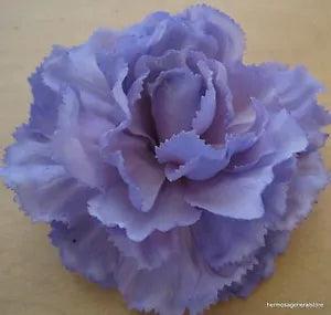4" Lavender Poly Silk True Touch Carnation Flower Hair Clip,Bridal,Dance,Prom