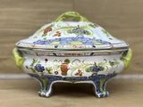 Faenza Garofano AMM Blue Carnation Style  Soup Tureen & Platter Made in Italy