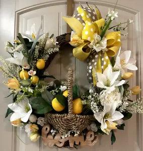 Lemon Basket Home Summer grapevine wreath by Taylormadecustombows 24x22x7"