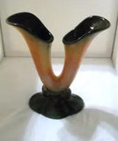 Vintage Art Nouveau Hull double cala lily vase USA 103 orange and green