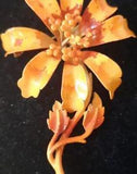 Vintage Hedy Autumn Lily Floral Enamel Brooch Pin Mid Century Modern 60s Flower