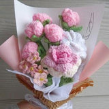 Crochet Flowers Bouquet Handmade, Finished Product, Rose,Tulip for Anniversary,Birthday,Girlfriend Mother knit forever long distance gift