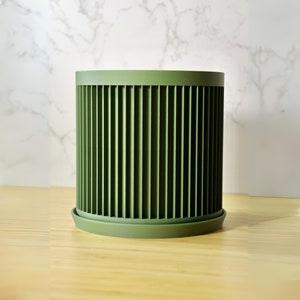 Eco-Friendly Green Planter Pot with Drainage, Sustainable 3D Printed Bioplastic, Modern Minimalist Indoor Decor, Aesthetic Room Accents