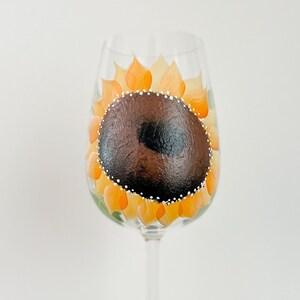 Sunflower STEMMED Wine glasses. Hand painted Perfect for your favourite wine. Great for Mother's Day, Birthdays, Teacher's gifts