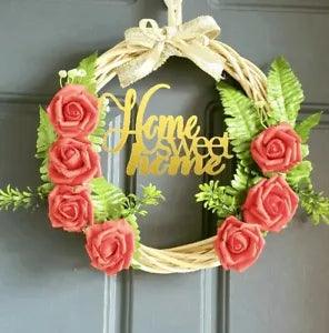 40cm rattan round Wreath artificial Flower front door home sweet home decor red