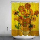 Art Shower Curtain Van Gogh Art Print Sunflowers Floral Bath Decor Waterproof Washable Fabric Shower Curtains With Hooks Included