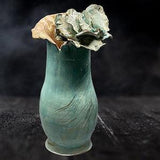 Extra Tall Floral Vase | Organic Lip | Turquoise Glaze, Gold Gilding | Large Sculpted Peony | Indoor Decor | Centerpiece | Art  Decor