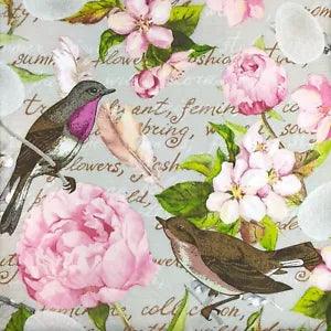 N554# 3 x Single Paper Napkins Decoupage Spring Cherry Peony Flowers With Birds