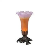 Meyda Lighting 8"H Amber/Purple Pond Lily Accent Lamp, Amber Purple - 11295