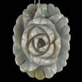 BE01227# Hand Carved Peony Flower Banded Agate Pendant Bead 1 Pcs