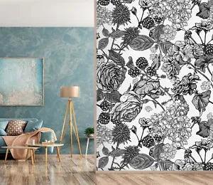 3D Black Peony Flower ZHU6184 Wallpaper Wall Mural Removable Self-adhesive Zoe