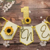 set sunflower highchair banner, floral banner sunflower, floral high chair banner, girl 1st birthday decorations,cake smash banner