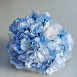 Blue Hydrangea Bridal Bouquet with White Roses and Initial Charm, Fake Silk Wedding Flowers for Bridal Party, Capri Blue Bouquet, Spring