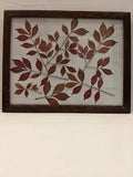 Framed Pressed Dried Leaves With Stems 12.5" X 15.5"