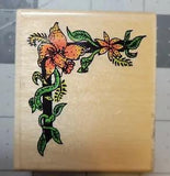 Lily And Vine Corner- 2x2.5" Wood Mounted Rubber Stamp