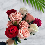 Eternal Love: Handcrafted Crochet Rose Plant Bouquet - Perfect for Valentine's Day, Weddings, and Elegant Decor