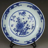 Chinese Porcelain Qing Min Kiln Blue And White Peony Flowers Plants Plates 4.33???