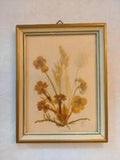 Signed Vintage Dried Pressed Pansy Flowers in Wood Frame