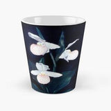 Lady Slipper Orchids Coffee Mug. Pink and White Orchids on Black Ceramic Mug. Orchid Lovers gift. Dishwasher and microwave safe.