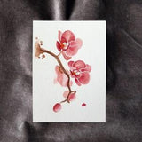 Pink orchid - small unique original watercolor painting.