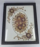 Vintage Wooden Framed Pressed Flower Wall Art Decor Picture Signed