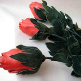 3pcs. Long stem red leather rose, Third Wedding Anniversary, Gift Flower. Spring bouquet, Ready to ship