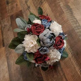 Hydrangea Bride Bouquet, Silver Gray Burgundy Dusty Blue & Cream Sola Wood Flower Bridal Bouquet, Bridesmaid MOH Bouquet, Wedding Flowers