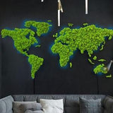 Moss LED wall art world map