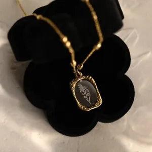 18K Gold Birth Flower Pendant, Gold Flower Month Frame Necklace for Women