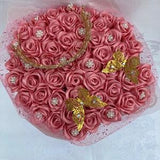 Ramo Buchon w/ tiara, Bling Eternal Rose Bouquet, Handmade Fake Flower Bouquet, Ever Lasting Flower Arrangement, Birthday Bouquet