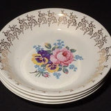 Set of 4 Vintage Golden Bouquet by Empire Porcelain cream coupe bowl 7.5